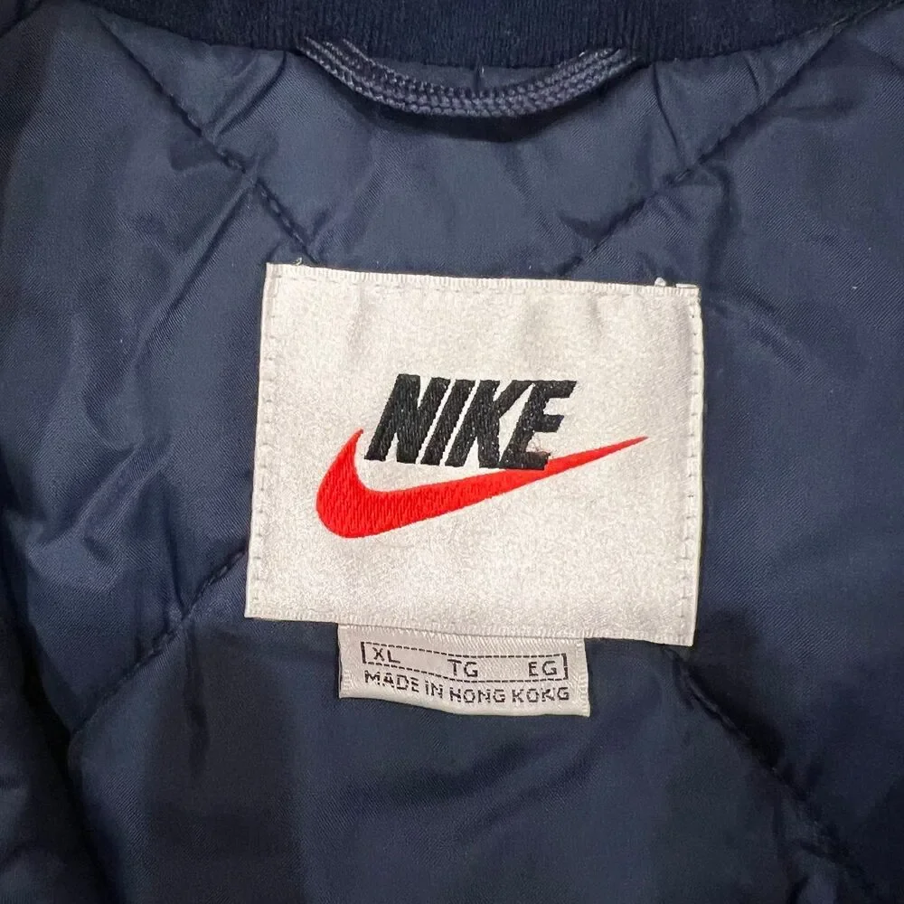 NIKE Vintage 90s Swoosh Check Blue Insulated Puffer Pullover Anorak Jacket Sz XL